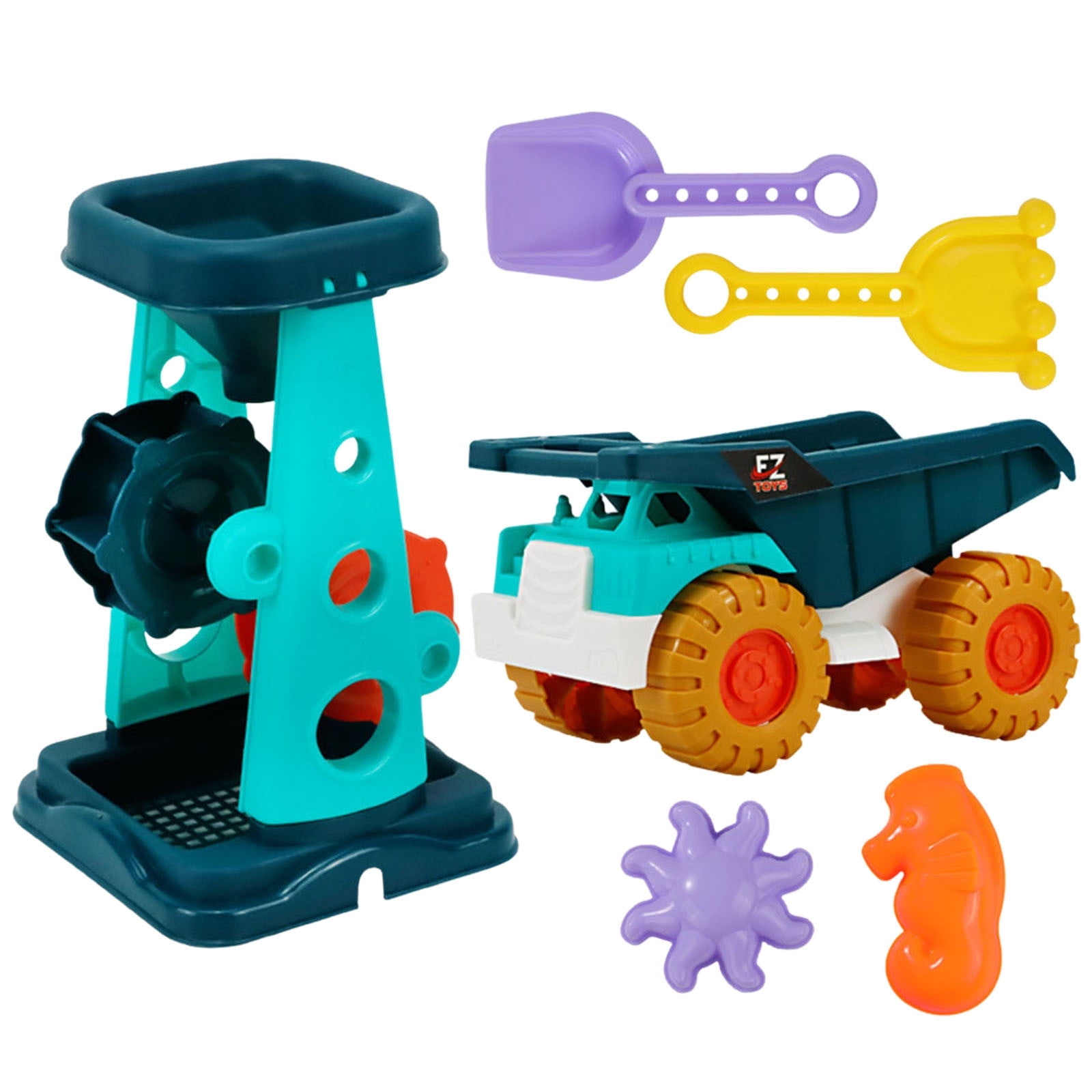 Kids Beach Toy Set with Water Wheel \u0026 Sifting Funnel - 12pcs Outdoor Sand Play Kit for Boys Girls, Sandbox Tools with Shovel, Bucket for Pool, Backyard, Sensory Development Activities